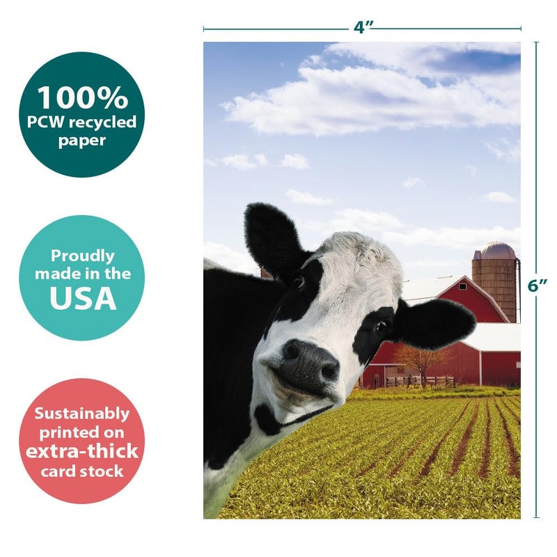 Tree-Free Greetings EcoNotes 12 Count Cow Photobomb All Occasion Notecard Set with Envelopes, 4 x 6 Inches (FS56364) - Image 4